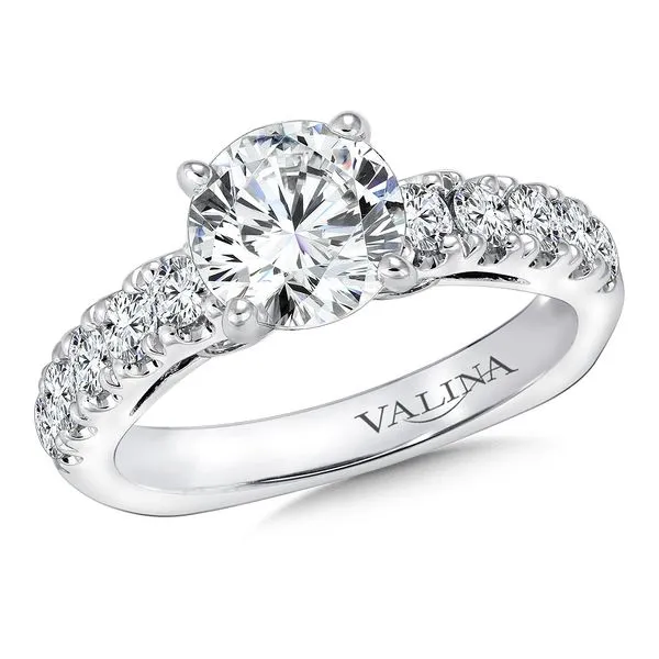 14k WG 0.68CT 4-Prong Solitaire with 12 Side Stones Engagement Ring Mounting (Center Sold Separately) Vaughan's Jewelry Edenton, NC