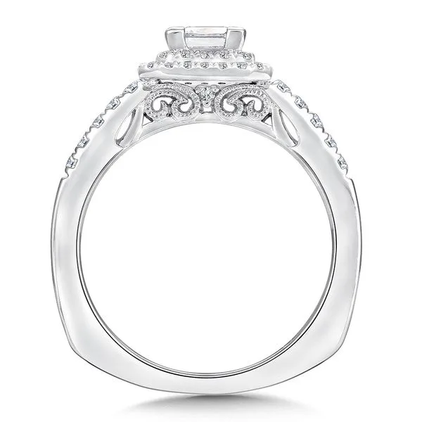 14k WG 0.28CT Double Halo Pave' Set Diamond Engagement Ring Mounting (Center Sold Separately) Image 2 Vaughan's Jewelry Edenton, NC