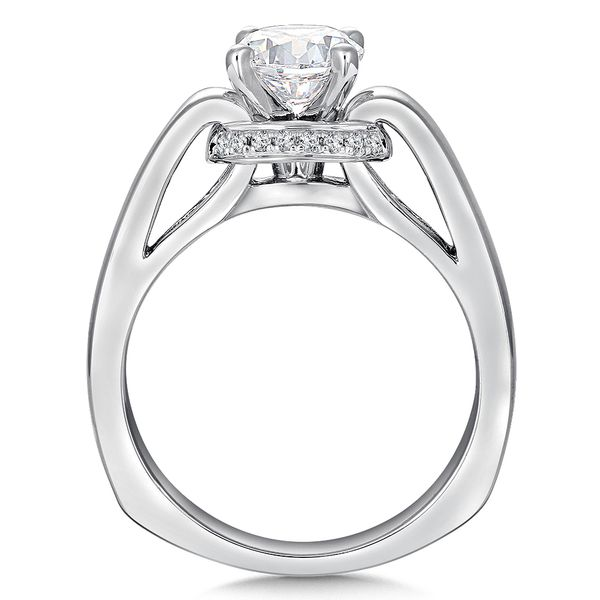 14k WG 0.08CTTW Solitaire Diamond Accented Ring Mounting (Center Sold Separately) Image 2 Vaughan's Jewelry Edenton, NC