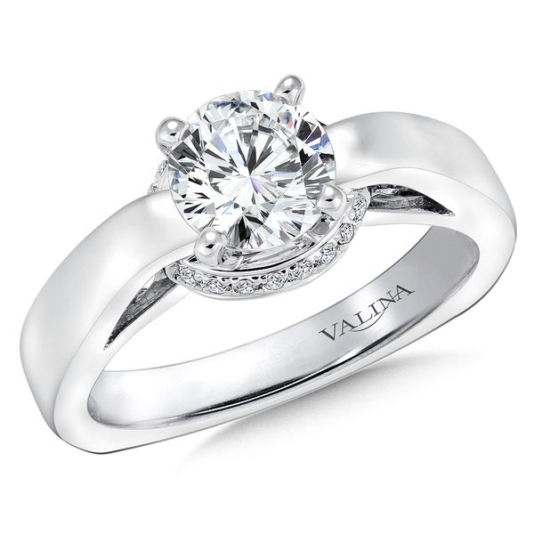 14k WG 0.08CTTW Solitaire Diamond Accented Ring Mounting (Center Sold Separately) Vaughan's Jewelry Edenton, NC