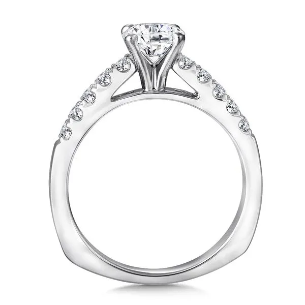 14k WG 0.26CT Solitaire with Fishtail Set Diamonds on the Shank Mounting (Center Sold Separately) Image 2 Vaughan's Jewelry Edenton, NC