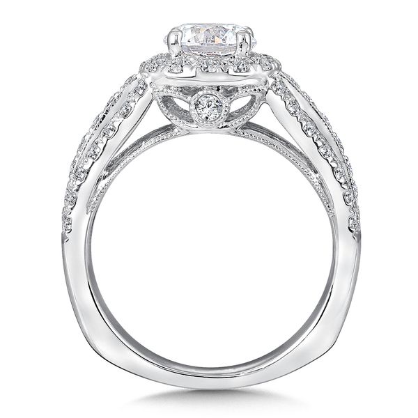 14k WG 0.83CT Vintage Inspired Halo Engagement Ring Mounting (Center Sold Separately) Image 2 Vaughan's Jewelry Edenton, NC