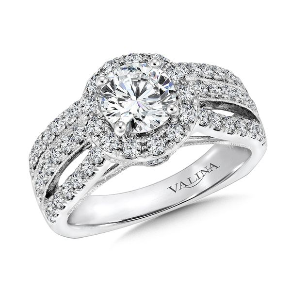 14k WG 0.83CT Vintage Inspired Halo Engagement Ring Mounting (Center Sold Separately) Vaughan's Jewelry Edenton, NC