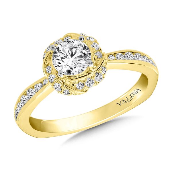 14k YG 0.29CT Halo & Channel Set Diamond Engagement Ring Mounting (Center Sold Separately) Vaughan's Jewelry Edenton, NC