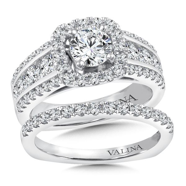 14k WG 1.23CT 3-Row & Halo Diamond Engagement Ring Mounting (Center Sold Separately) Image 3 Vaughan's Jewelry Edenton, NC