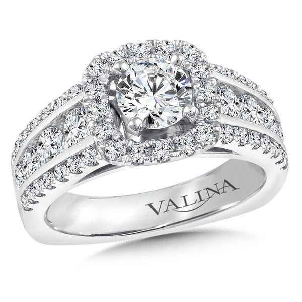 14k WG 1.23CT 3-Row & Halo Diamond Engagement Ring Mounting (Center Sold Separately) Vaughan's Jewelry Edenton, NC