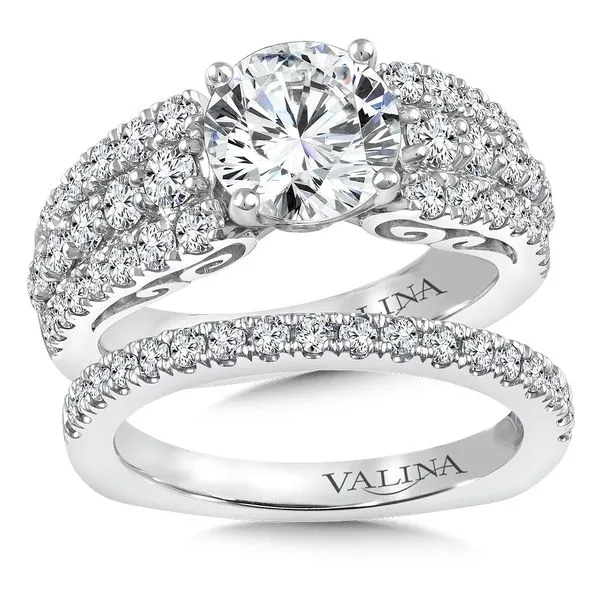 14k WG 1.37CT 3-Row Diamond Engagement Ring Mounting (Center Sold Separately) Image 3 Vaughan's Jewelry Edenton, NC