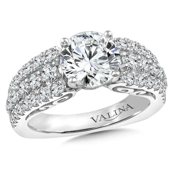 14k WG 1.37CT 3-Row Diamond Engagement Ring Mounting (Center Sold Separately) Vaughan's Jewelry Edenton, NC