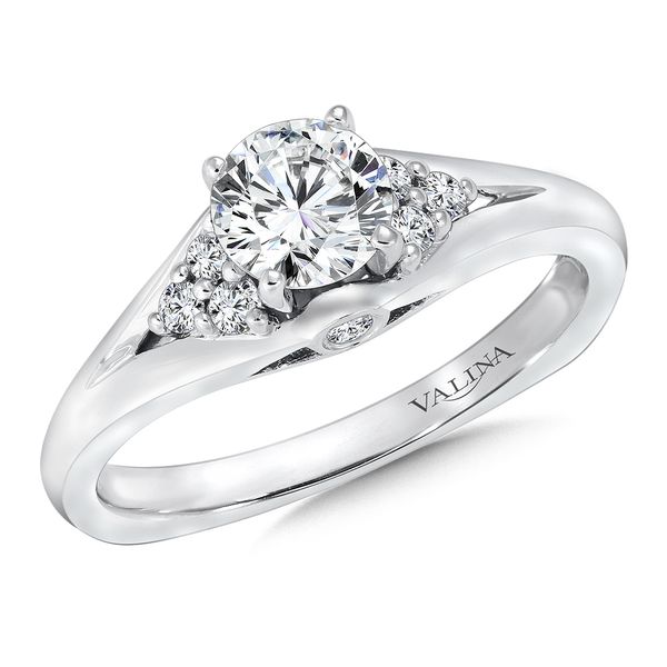 14k WG 0.13CT Flared Diamond Accented Engagement Ring Mounting (Center Sold Separately) Vaughan's Jewelry Edenton, NC