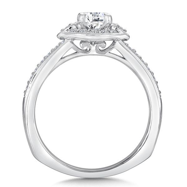 14k WG 0.25CT Diamond Halo with Pear Motifs Engagement Ring Mounting (Center Sold Separately) Image 2 Vaughan's Jewelry Edenton, NC