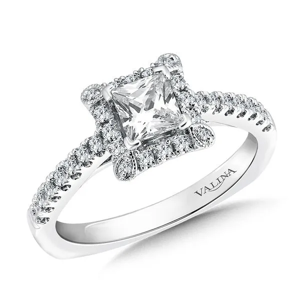 14k WG 0.28CT Diamond Halo with Cathedral Shoulders Engagement Ring Mounting (Center Sold Separately) Vaughan's Jewelry Edenton, NC