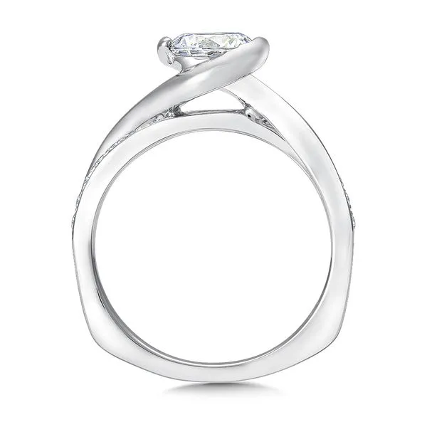 14k WG 0.15CT Semi-Bezel Set with Criss-Cross Diamond Engagement Ring Mounting (Center Sold Separately) Image 2 Vaughan's Jewelry Edenton, NC