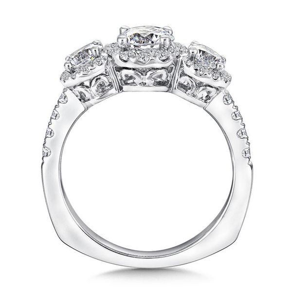 14k WG 1.40CT 3-Stone Halo Engagement Ring Mounting (Center Sold Separately) Image 2 Vaughan's Jewelry Edenton, NC