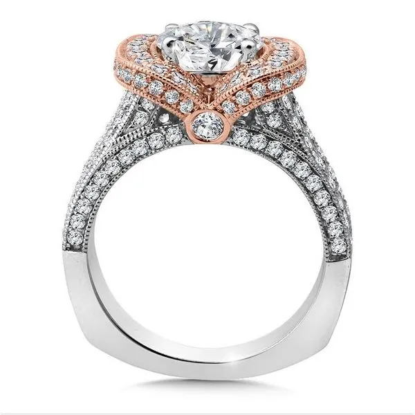 14k W/RG 1.34CT Split Shank Halo Engagement Ring Mounting (Center Sold Separately) Image 2 Vaughan's Jewelry Edenton, NC