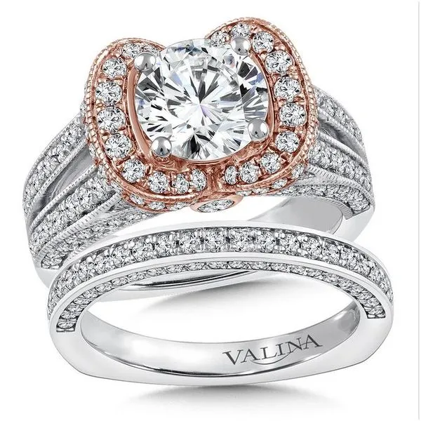 14k W/RG 1.34CT Split Shank Halo Engagement Ring Mounting (Center Sold Separately) Image 3 Vaughan's Jewelry Edenton, NC