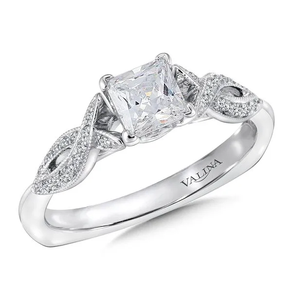 14k WG 0.12CT Criss Cross Diamond Accented Engagement Ring Mounting (Center Sold Separately) Vaughan's Jewelry Edenton, NC