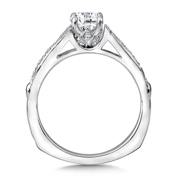 14k WG 0.23CT Vintage Inspired Cathedral Diamond Engagement Ring Mounting (Center Sold Separately) Image 2 Vaughan's Jewelry Edenton, NC