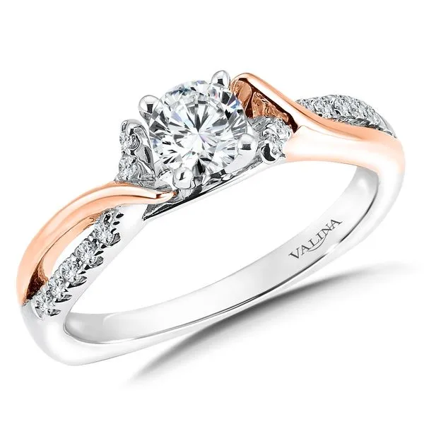 14k W/RG 0.12CT Criss Cross Engagement Ring Mounting (Center Sold Separately) Vaughan's Jewelry Edenton, NC