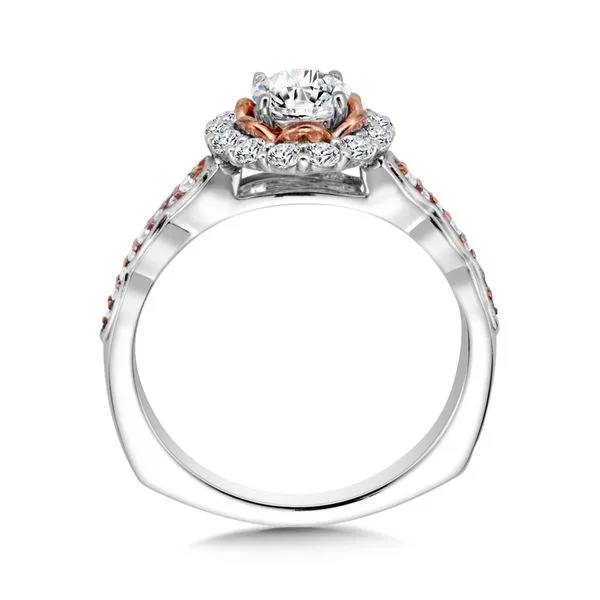 14k W/RG 0.33CT Diamond Halo Engagement Ring Mounting (Center Sold Separately) Image 2 Vaughan's Jewelry Edenton, NC