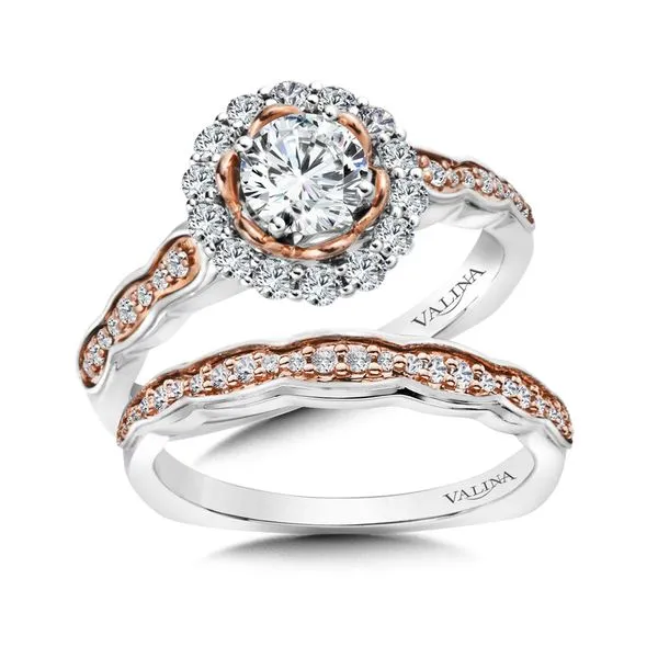 14k W/RG 0.33CT Diamond Halo Engagement Ring Mounting (Center Sold Separately) Image 3 Vaughan's Jewelry Edenton, NC