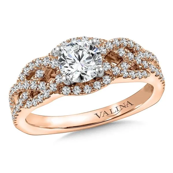 14k RG 0.46CT Criss-Cross Diamond Engagement Ring Mounting (Center Sold Separately) Vaughan's Jewelry Edenton, NC