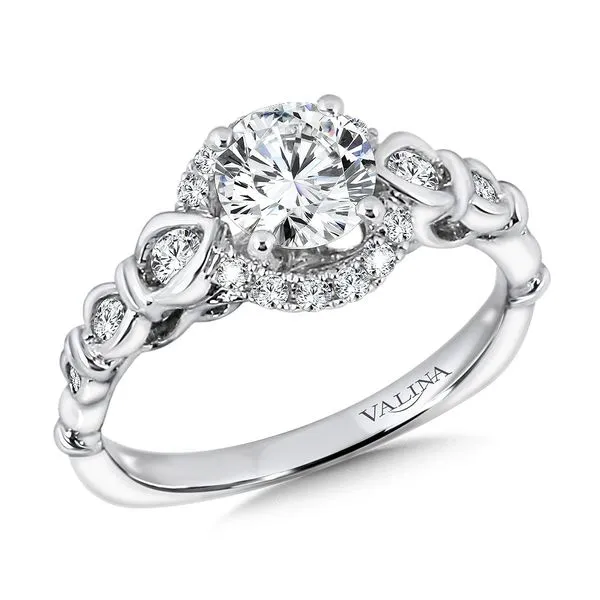 14k WG 0.30CT Vintage Inspired Halo Engagement Ring Mounting (Center Sold Separately) Vaughan's Jewelry Edenton, NC