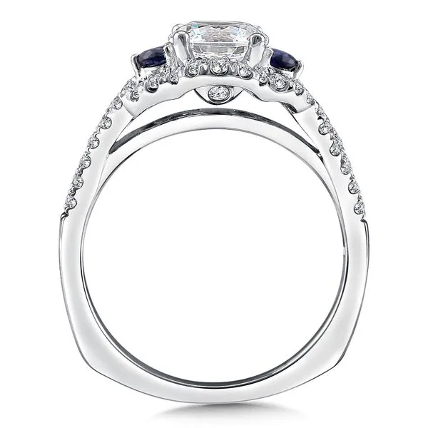 14k WG 0.32CT Diamond & Blue Sapphire Halo Engagement Ring Mounting (Center Sold Separately) Image 2 Vaughan's Jewelry Edenton, NC