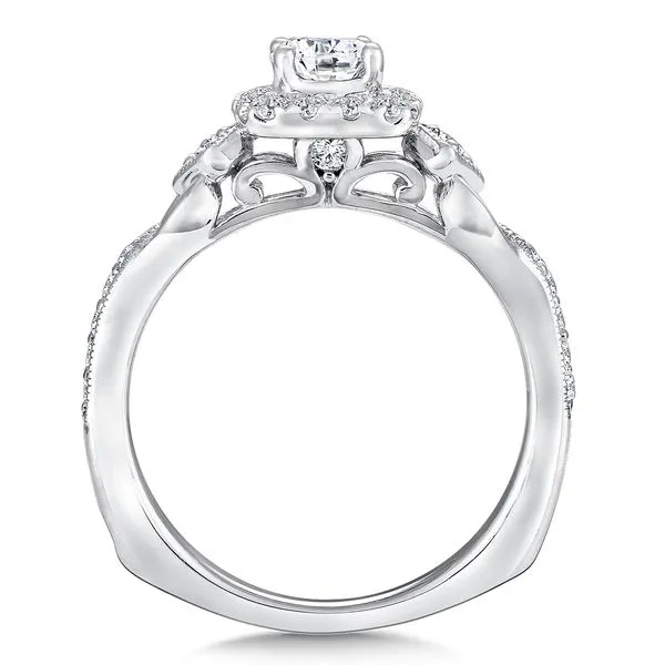 14k WG 0.37CT Vintage Inspired Halo with Split Shank Engagement Ring Mounting (Center Sold Separately) Image 2 Vaughan's Jewelry Edenton, NC