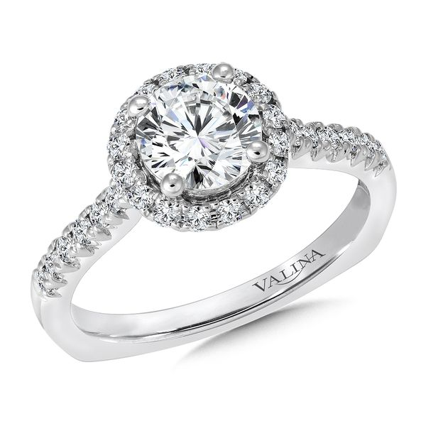 14k WG 0.35CT Halo and Diamond Accented Engagement Ring Mounting (Center Sold Separately) Vaughan's Jewelry Edenton, NC