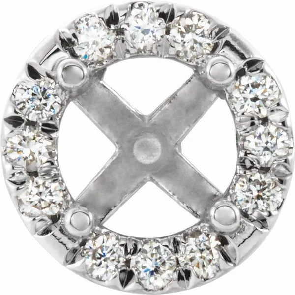14k WG 0.17CTTW French-Set Diamond Halo for (1.0 CT) 6.5mm Round Semi-Set Peg Vaughan's Jewelry Edenton, NC
