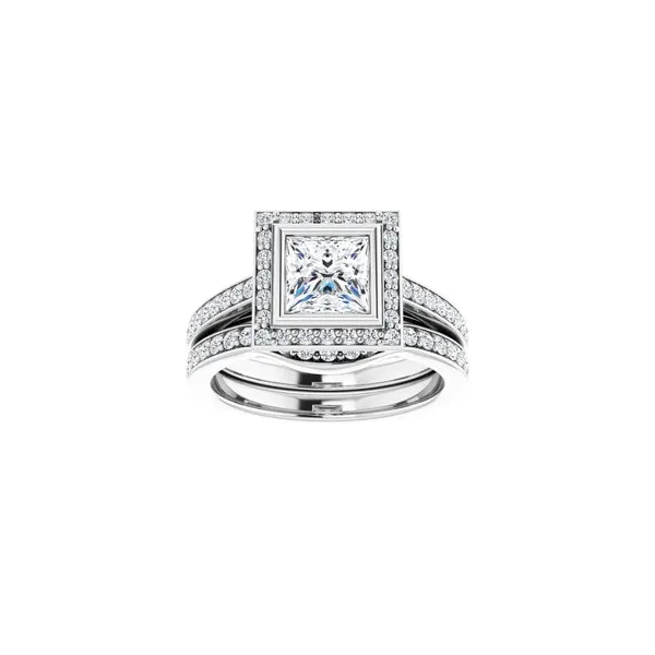 14k WG 0.25CTTW 5.5x5.5mm Square Bezel-Set Halo-Style Engagement Ring Mounting (Center Sold Separately) Image 2 Vaughan's Jewelry Edenton, NC