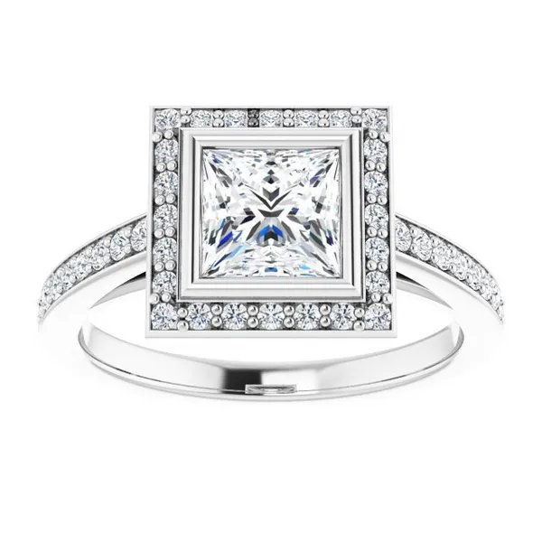 14k WG 0.25CTTW 5.5x5.5mm Square Bezel-Set Halo-Style Engagement Ring Mounting (Center Sold Separately) Vaughan's Jewelry Edenton, NC