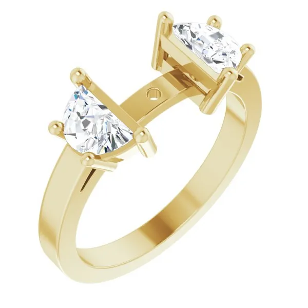 14k YG 1.0CTTW Half-Moon 3-Stone Diamond Peg Shank Vaughan's Jewelry Edenton, NC