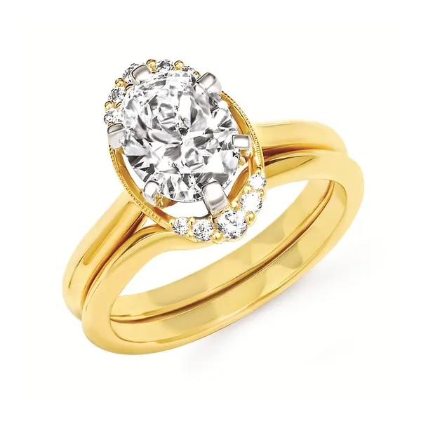 14k YG .14CT Oval Diamond Halo Engagement Ring Mounting (Center Sold Separately) Image 2 Vaughan's Jewelry Edenton, NC