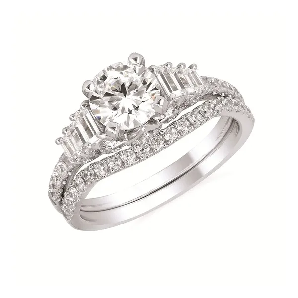 14k WG .38CT Baguette and Round Diamond Accented Engagement Ring (Center Sold Separately) Image 2 Vaughan's Jewelry Edenton, NC