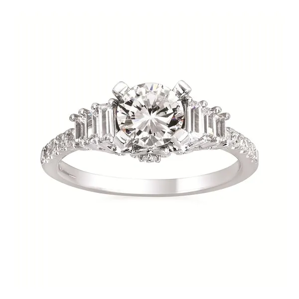 14k WG .38CT Baguette and Round Diamond Accented Engagement Ring (Center Sold Separately) Vaughan's Jewelry Edenton, NC