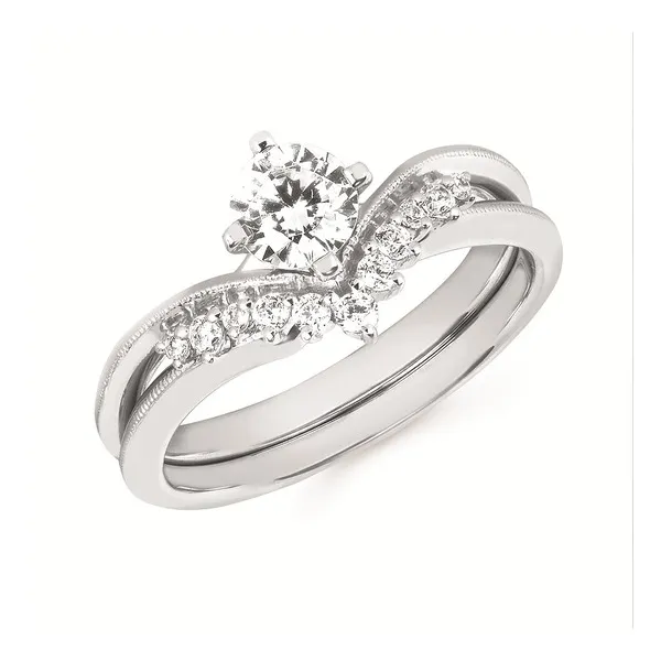 14k WG .15CT Chevron Diamond Accented Curved Engagement Ring (Center Sold Separately) Image 2 Vaughan's Jewelry Edenton, NC