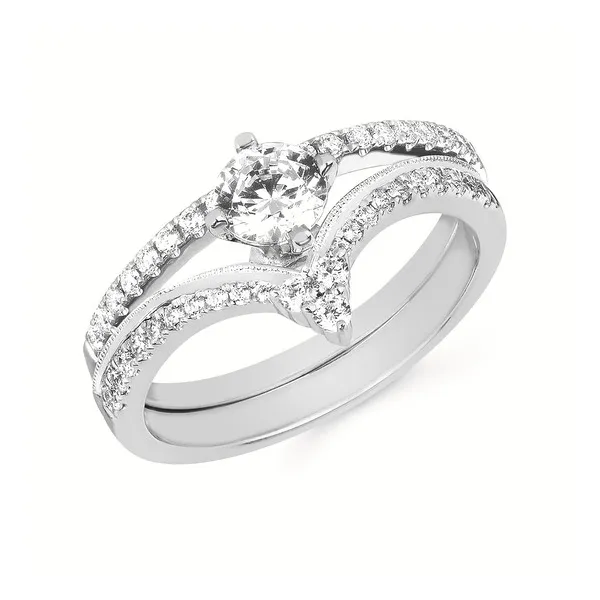 14k WG .18CT Deep Chevron Diamond Accented Curved Engagement Ring (Center Sold Separately) Image 3 Vaughan's Jewelry Edenton, NC