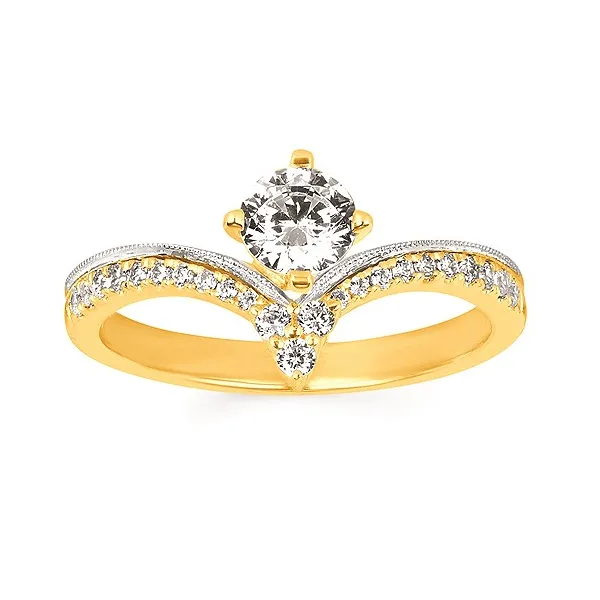 14k WG .18CT Deep Chevron Diamond Accented Curved Engagement Ring (Center Sold Separately) Vaughan's Jewelry Edenton, NC