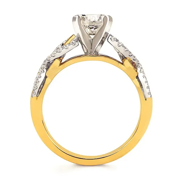 14k YG/WG .21CT Twisted Accented Diamond Shank Engagement Ring (Center Sold Separately) Image 3 Vaughan's Jewelry Edenton, NC