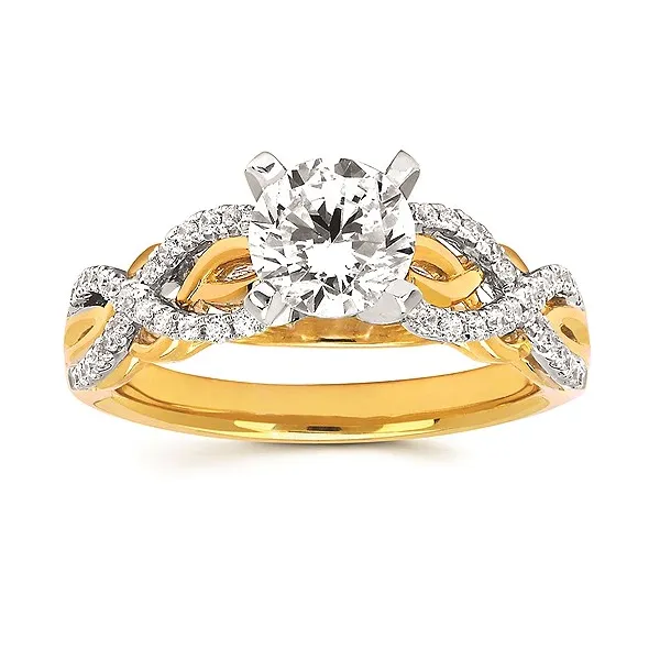 14k YG/WG .21CT Twisted Accented Diamond Shank Engagement Ring (Center Sold Separately) Vaughan's Jewelry Edenton, NC