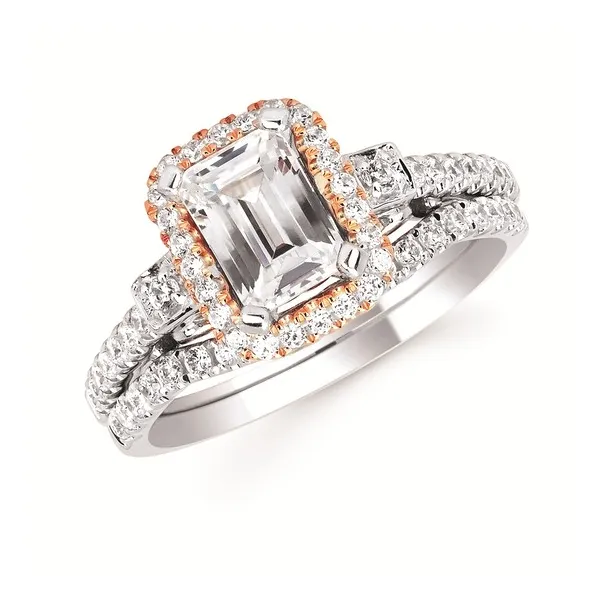 14k WG/RG .31CT Diamond Halo and Accented Shank Engagement Ring (Center Sold Separately) Image 2 Vaughan's Jewelry Edenton, NC