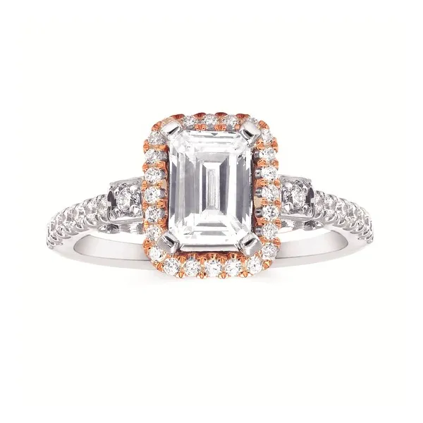 14k WG/RG .31CT Diamond Halo and Accented Shank Engagement Ring (Center Sold Separately) Vaughan's Jewelry Edenton, NC