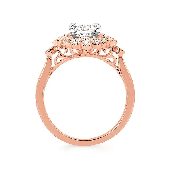 14k RG .24CT Fancy Halo and Accented Shank Engagement Ring (Center Sold Separately) Image 3 Vaughan's Jewelry Edenton, NC