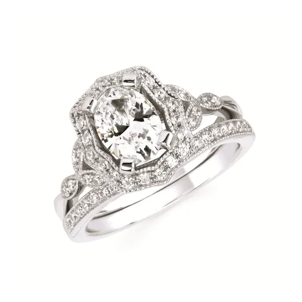14k WG .20CT Antique Styled Halo Engagement Ring (Center Sold Separately) Image 2 Vaughan's Jewelry Edenton, NC