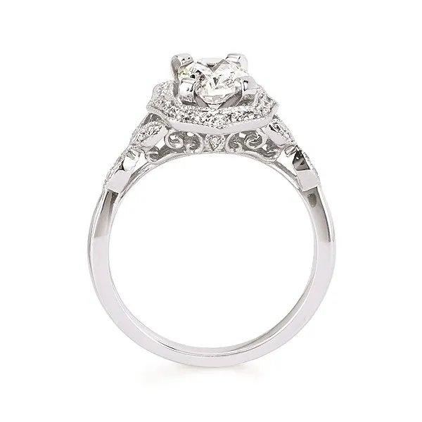 14k WG .20CT Antique Styled Halo Engagement Ring (Center Sold Separately) Image 3 Vaughan's Jewelry Edenton, NC