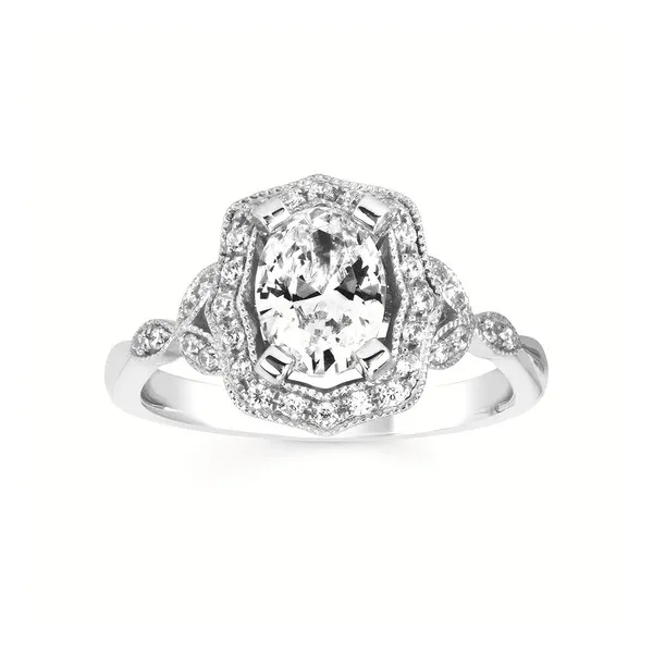 14k WG .20CT Antique Styled Halo Engagement Ring (Center Sold Separately) Vaughan's Jewelry Edenton, NC