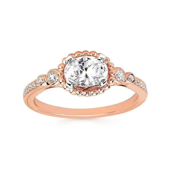 14k RG .12CT East to West Set Diamond Accented Engagement Ring (Center Sold Separately) Vaughan's Jewelry Edenton, NC