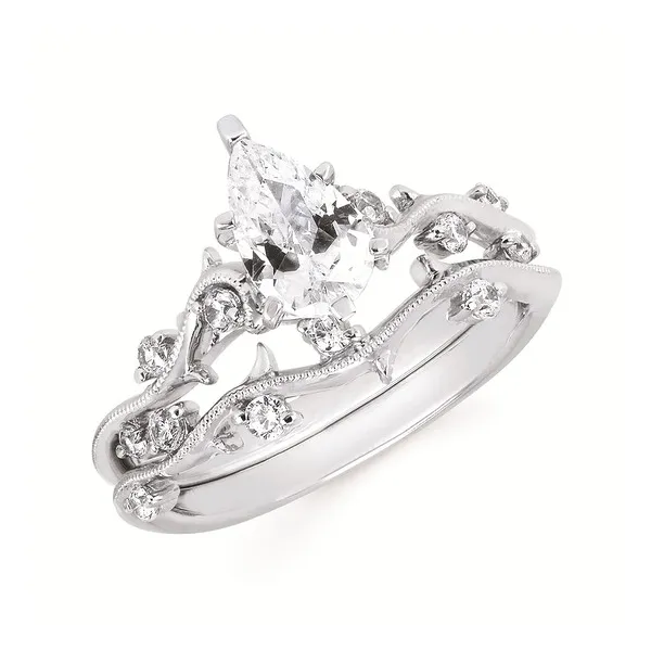 14k WG .13CT Vine Inspired and Diamond Accented Engagement Ring (Center Sold Separately) Image 2 Vaughan's Jewelry Edenton, NC