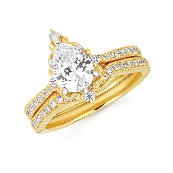 14k YG .17CT Diamond and Gold Halo with Diamond Accented Band Engagement Ring (Center Sold Separately) Image 2 Vaughan's Jewelry Edenton, NC
